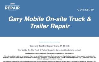 Gary Mobile On-Site Truck Repair website
